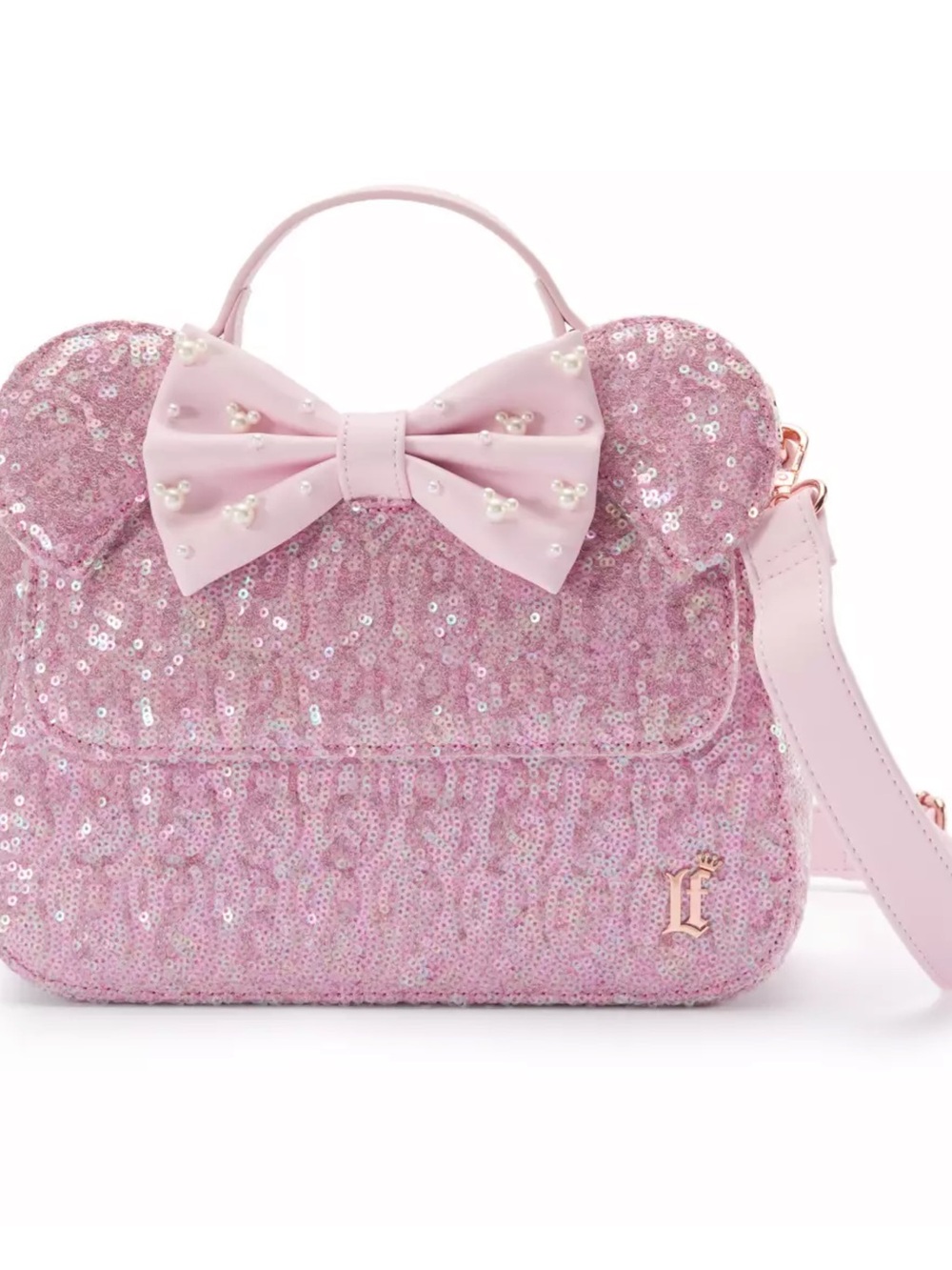 Minnie Mouse Ear Loungefly Crossbody Bag – Rose Pearl